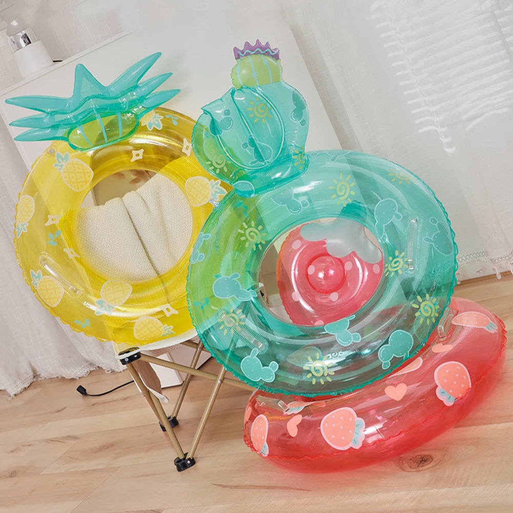 Cartoon Translucent Swim Ring with Seat Durable PVC Printed Swim Ring Sea Party