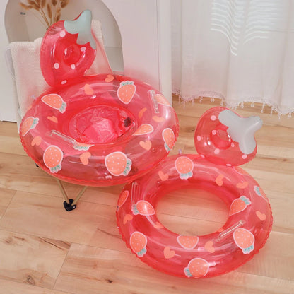 Cartoon Translucent Swim Ring with Seat Durable PVC Printed Swim Ring Sea Party