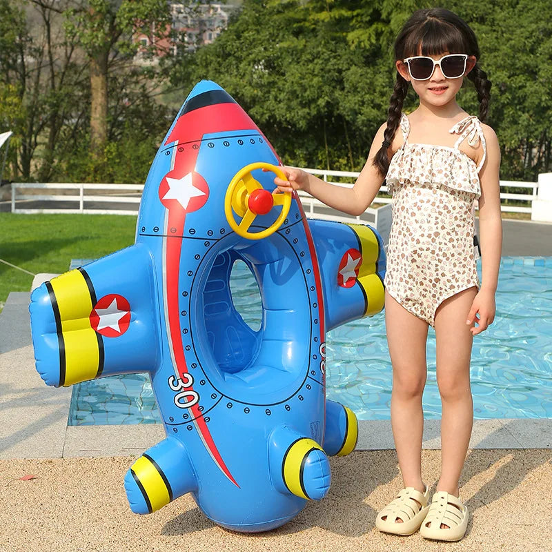 Baby Swim Ring Inflatable Toy Aircraft Shape Swimming Circle Seat Float