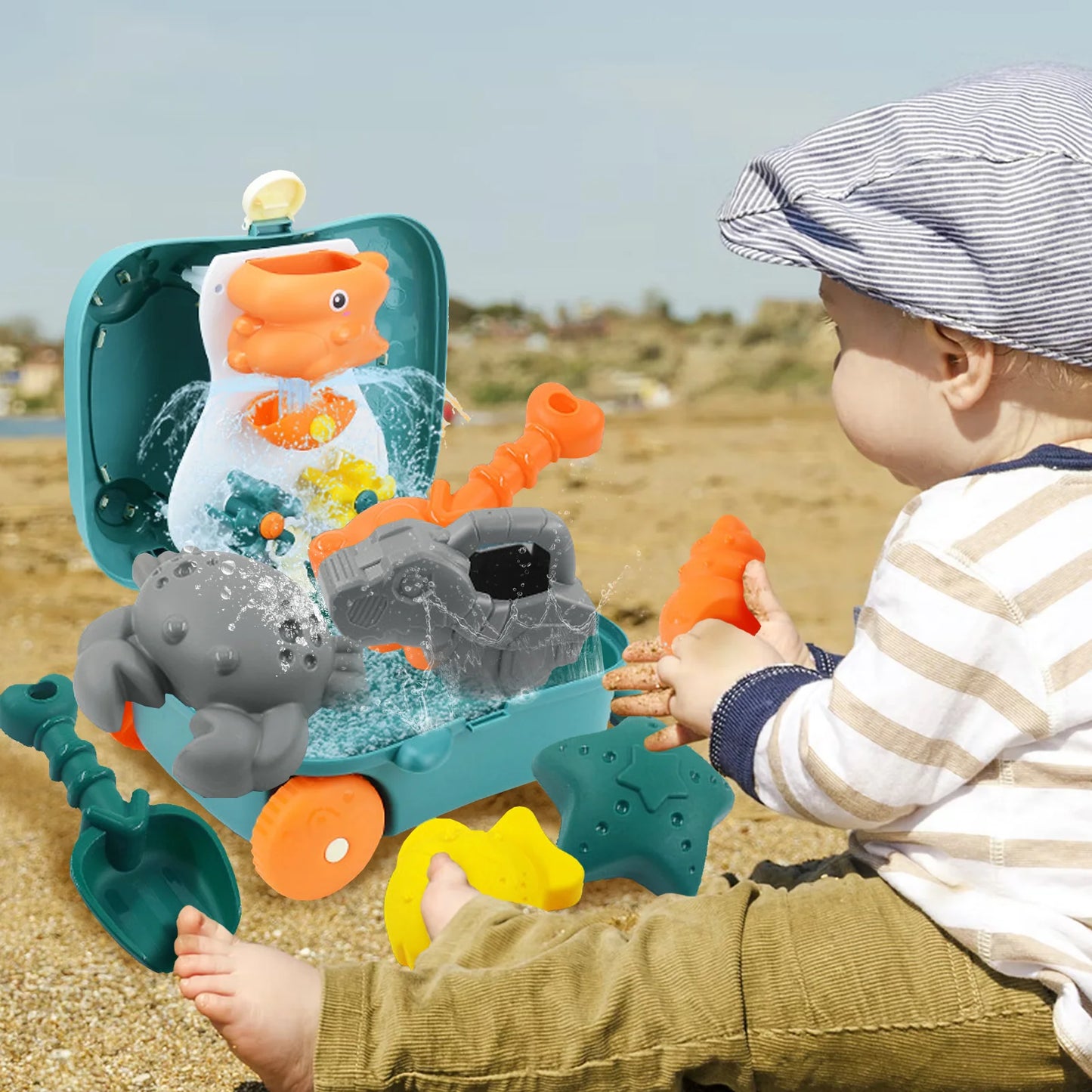 Fun Beach Sand Toy Set Trolley Case Beach Accessories Sandbox