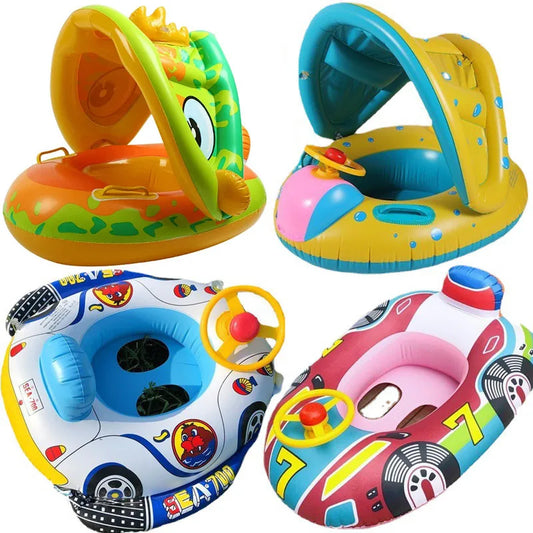 Inflatable Baby Swimming Rings Seat Floating Sun Shade Toddler